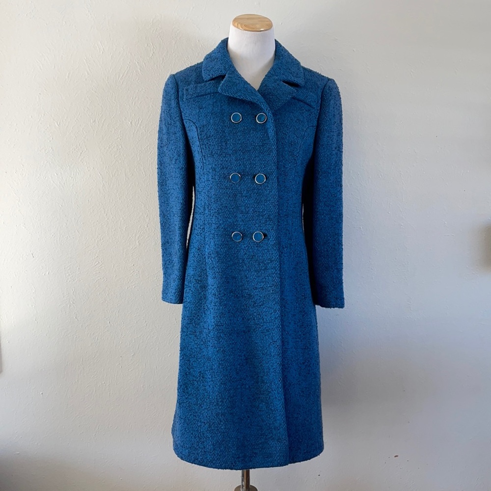 Vintage 1960’s Wool Tweed Boucle Coat Blue